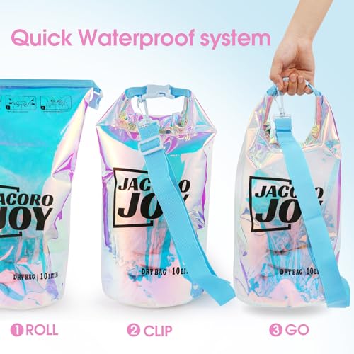 Bolsa seca iridiscente impermeable de 10 litros para playa miniatura 6