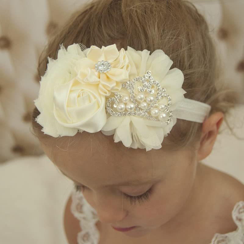 Miniatura 2 de Nishine Diadema elástica para bautizo y niñas pequeñas (niños, color blancomarfil)