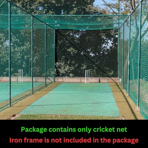 Image of ALINAS Cricket Batting Practice Net - Sports Cricket Net for Outdoor Use | 1.5mm Thick, 32 Ply | Durable Nylon Cricket Net for Regular Practice (Green, 12Ft. X 80 Ft.)