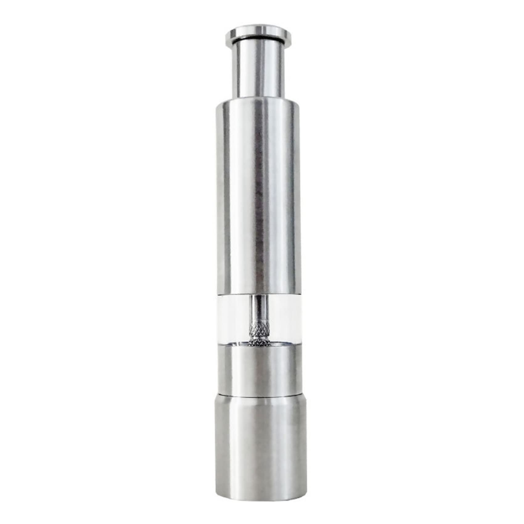 CTRLZS Salt and Pepper Grinder Stainless Steel Push Button Silver for Cooking Spice Thumb Push Pepper Mill Portable Grinder