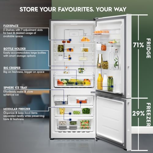 Image of Electrolux 425L 1 Star Double Door Refrigerator with AI CoolAssist, Bottom Mount Freezer, GreenZone Technology, Cooling 360, Inverter, Frost Free, UltimateTaste 700, EBE4302C-W, White