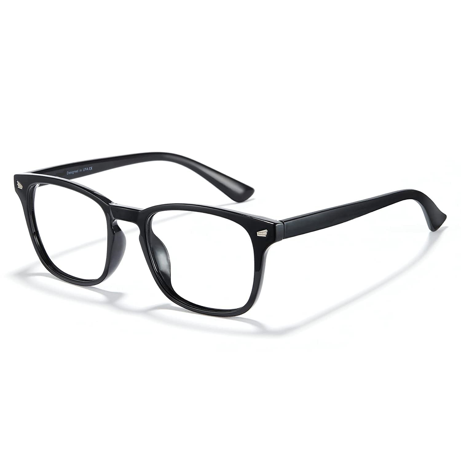 Black Jones Square Blue Light Blocking Computer Glasses/Tablet/Laptop/Mobile/TV, Anti-blue & Anti eyestrain,Gaming Filter Clear Eyeglasses for Eye Protection Men Women Unisex. Large, (Transparent) (B09VB9SWN2) Amazon Price History, Amazon Price Tracker