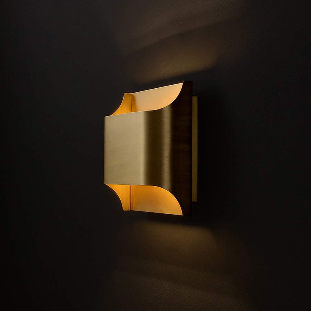 Aplique de pared moderno E14 en metal geométrico latón para iluminación interior de dormitorio