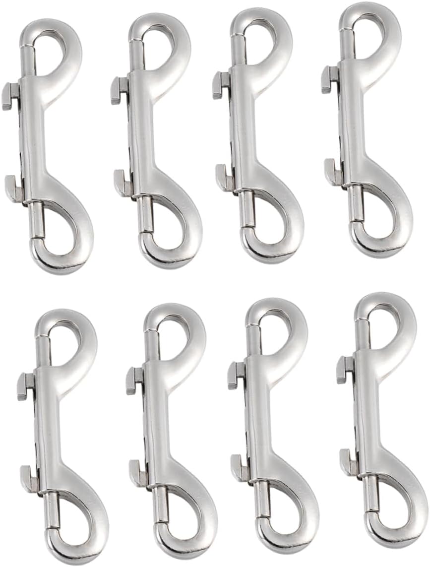 Double Ended Pulling Buckle Snaps Hook,Double-End 8pcs Two end Binding Hook Brass Keychain Double Ended Hook(Silverx3pcs,8.9X2CM)