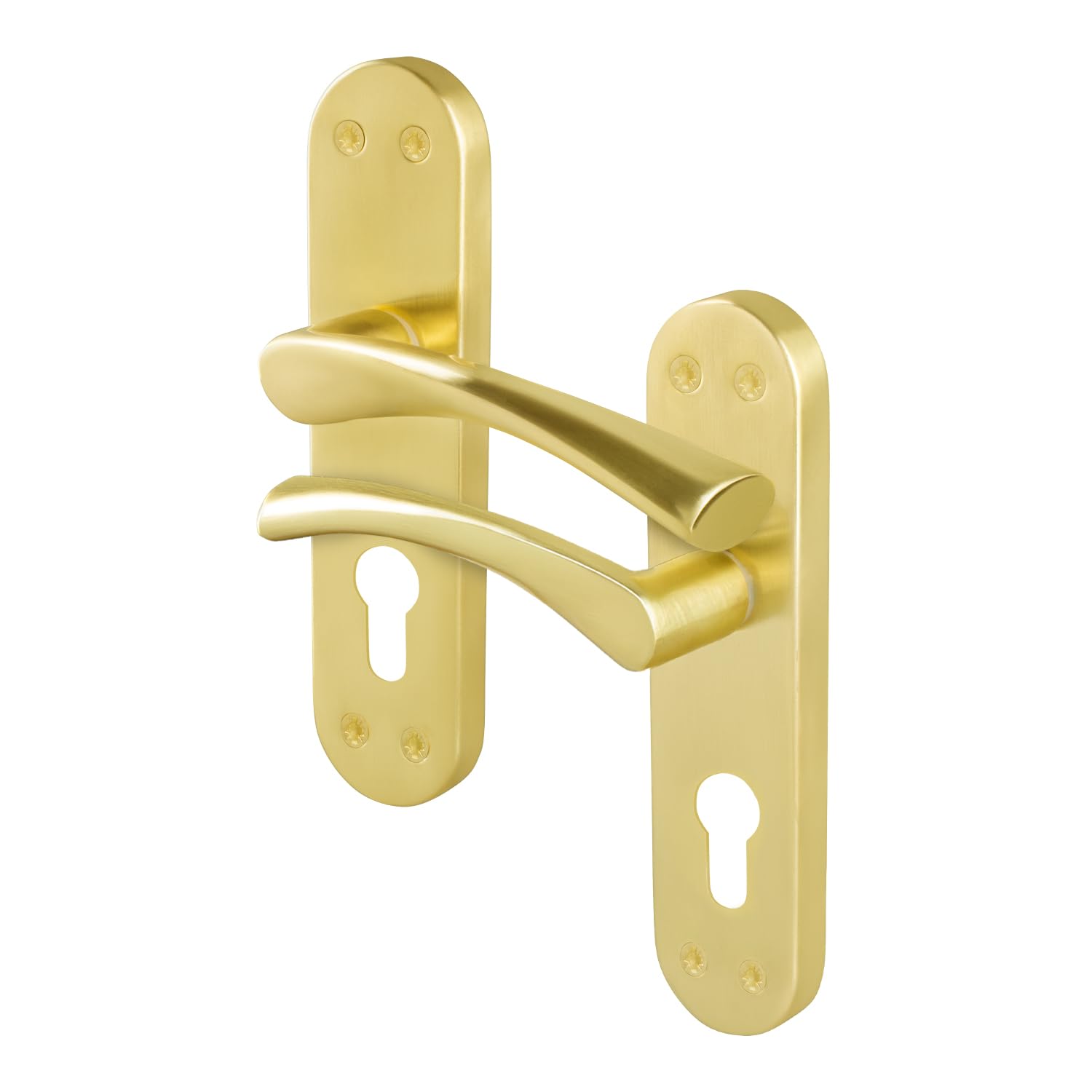 EAI Brass Door Handles for Euro Lock, 1 Pair of Matt Black Internal Lever T-Bar Handles on Backplate - Novoli