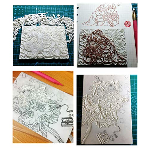 BUYGOO 5Pack 4" x 6" Rubber Stamp Carving Blocks, Carving Rubber Stamps for Printmaking, Printing and More - Great for Beginners and Professional