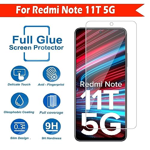 Image of Tempered Glass Screen Protector Compatible for Redmi K50i 5G / Redmi Note 11T 5G / Poco M4 Pro 5G with Full Screen Coverage; Except Edges and Easy Installation Kit(Transparent), Pack of 1