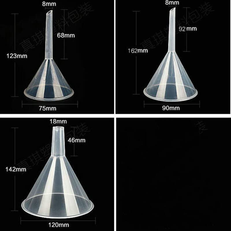 8 pièces/Ensemble Laboratoire 30mm 50mm 60mm 75mm 90mm 120mm diamètre Triangle Entonnoir Laboratoire Entonnoir Conique en Plastique Blanc Clair