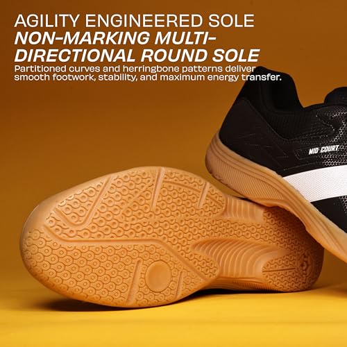 Image of Nivia Mid Court Badminton Shoes for Men, Flexipro Sole Technology & Dual-Layer Foam Cushioning, Designed for Badminton, Volleyball, Squash, Table Tennis, Pickleball
