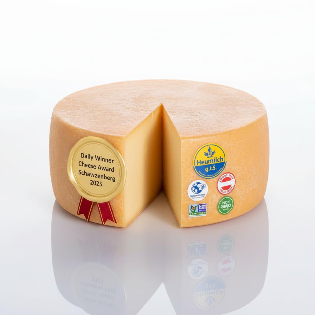 Bregenzerwälder Bergkäse – Mehrfach Gold-prämiert – aus 100% Heumilch – Traditionell handgereift & laktosefrei – Frisch vom Laib geschnitten (1000 g, Würzig (6 Mon.))