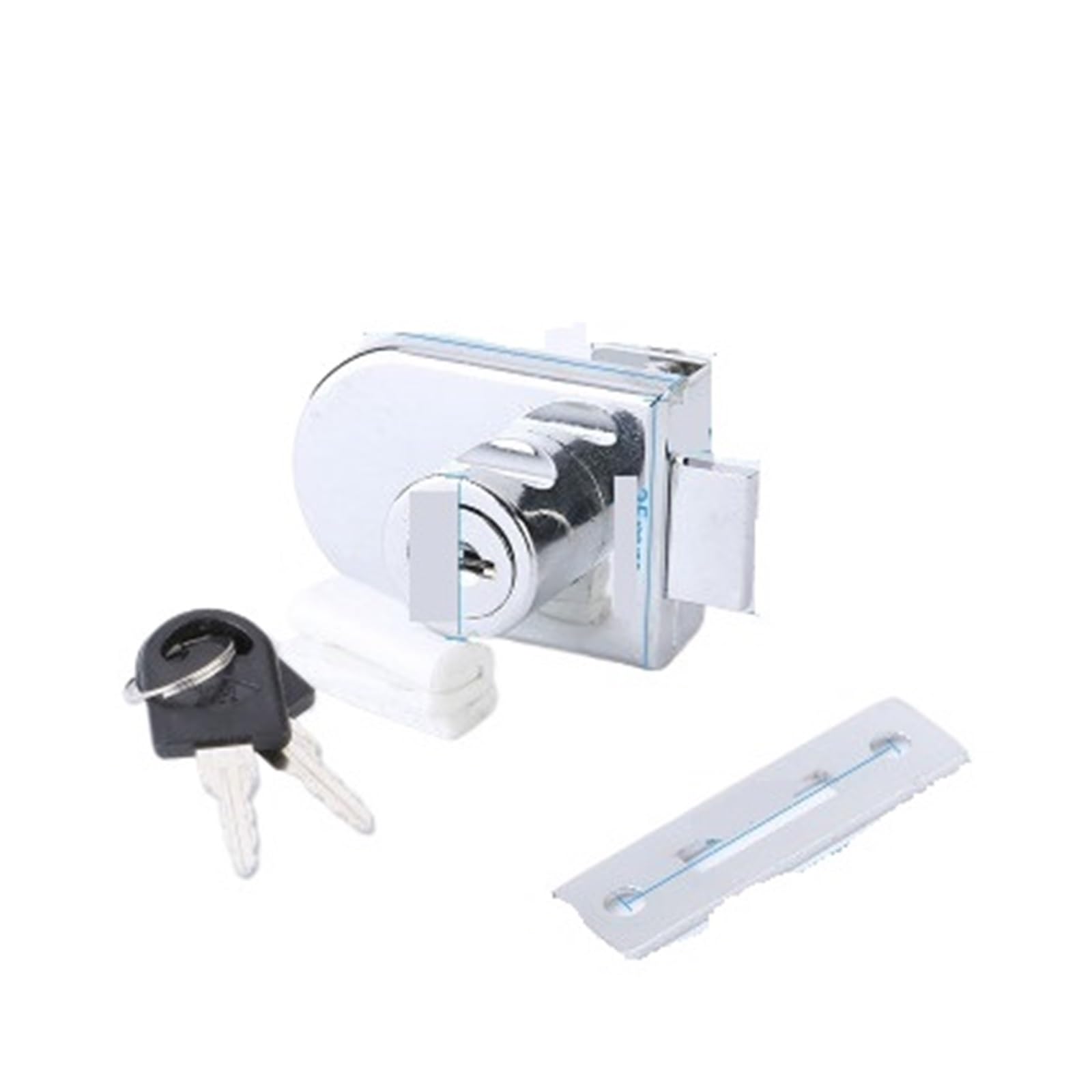 Glass Door Lock Single Glass Lock Showcase Cabinet Door Cylinder Sliding Push Locks for Furniture Hardware(Type 3 Single)