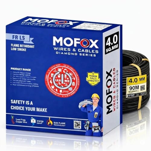 Image of MOFOX Diamond Series FR /FRLS Electrical Wire, Multi-Strand Copper Conductor 90 Meter (BLACK, 4.00 SQ MM)