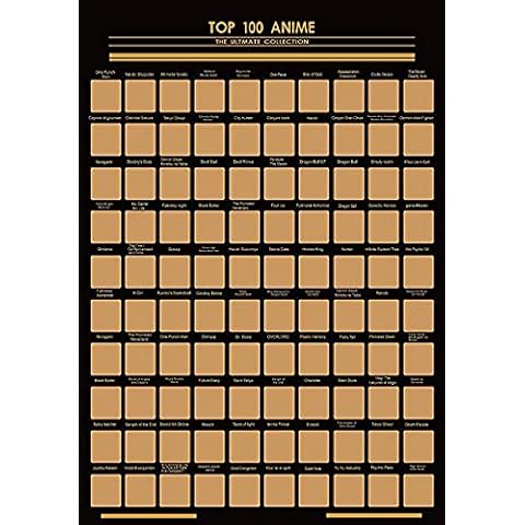 SOONYO 100 Anime Scratch Off Poster - Japanese Animation of All Time Bucket List Great Gift For Anime Enthusiasts - 23.6 * 16.5 inch … Cover
