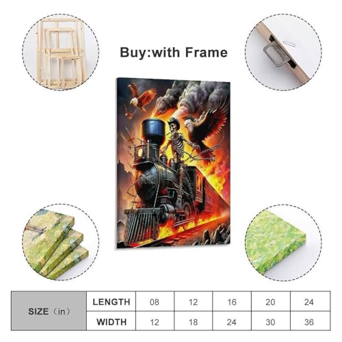 Tableau Train d'Halloween Décoration Murale sur Toile Impression 40x60cm - 2