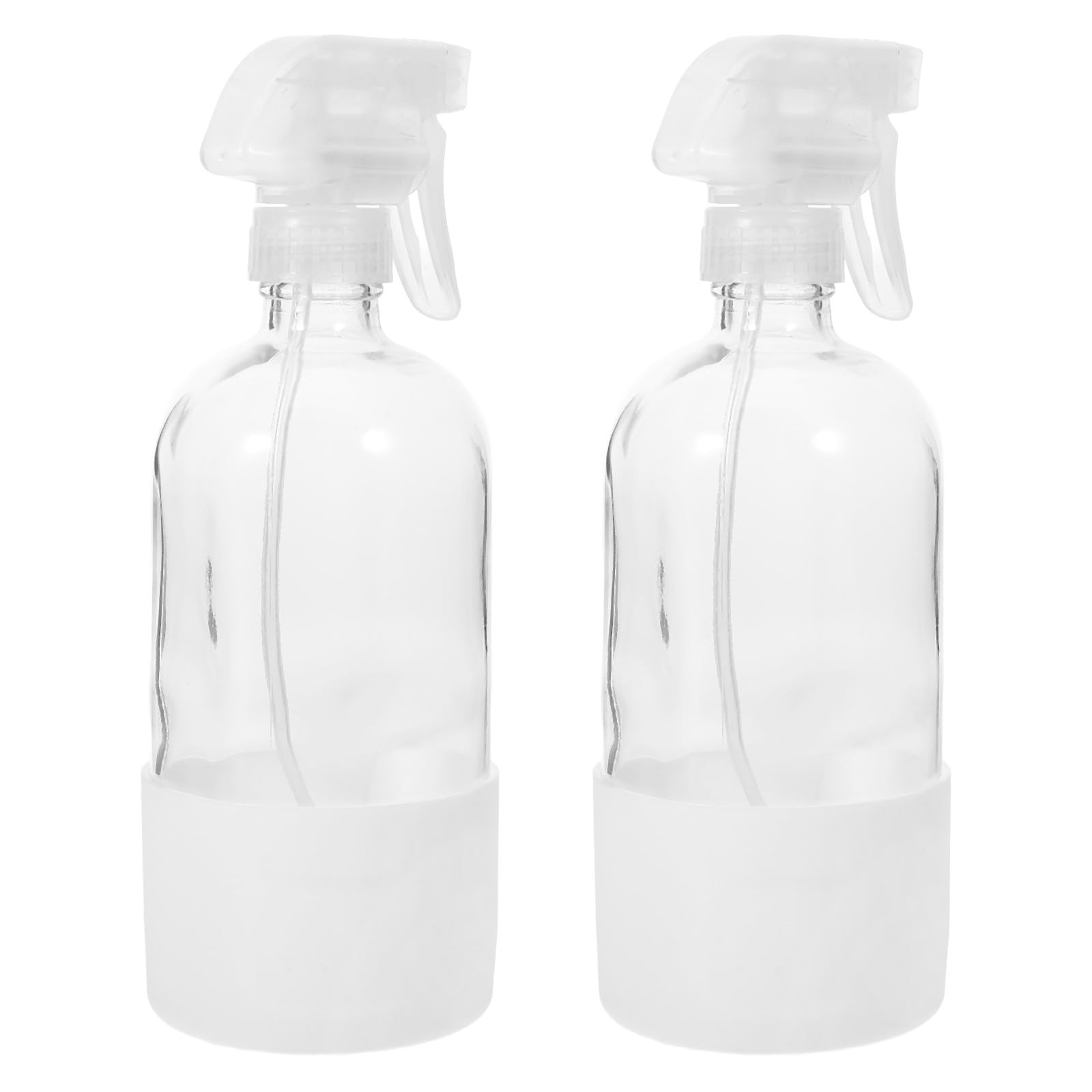 2 Leere Sprühflaschen aus Glas mit 500 Ml Fassungsvermögen Feiner Nebelspray Leichter Kunststoff und Silikonhülle für Badezimmer und Schminktisch