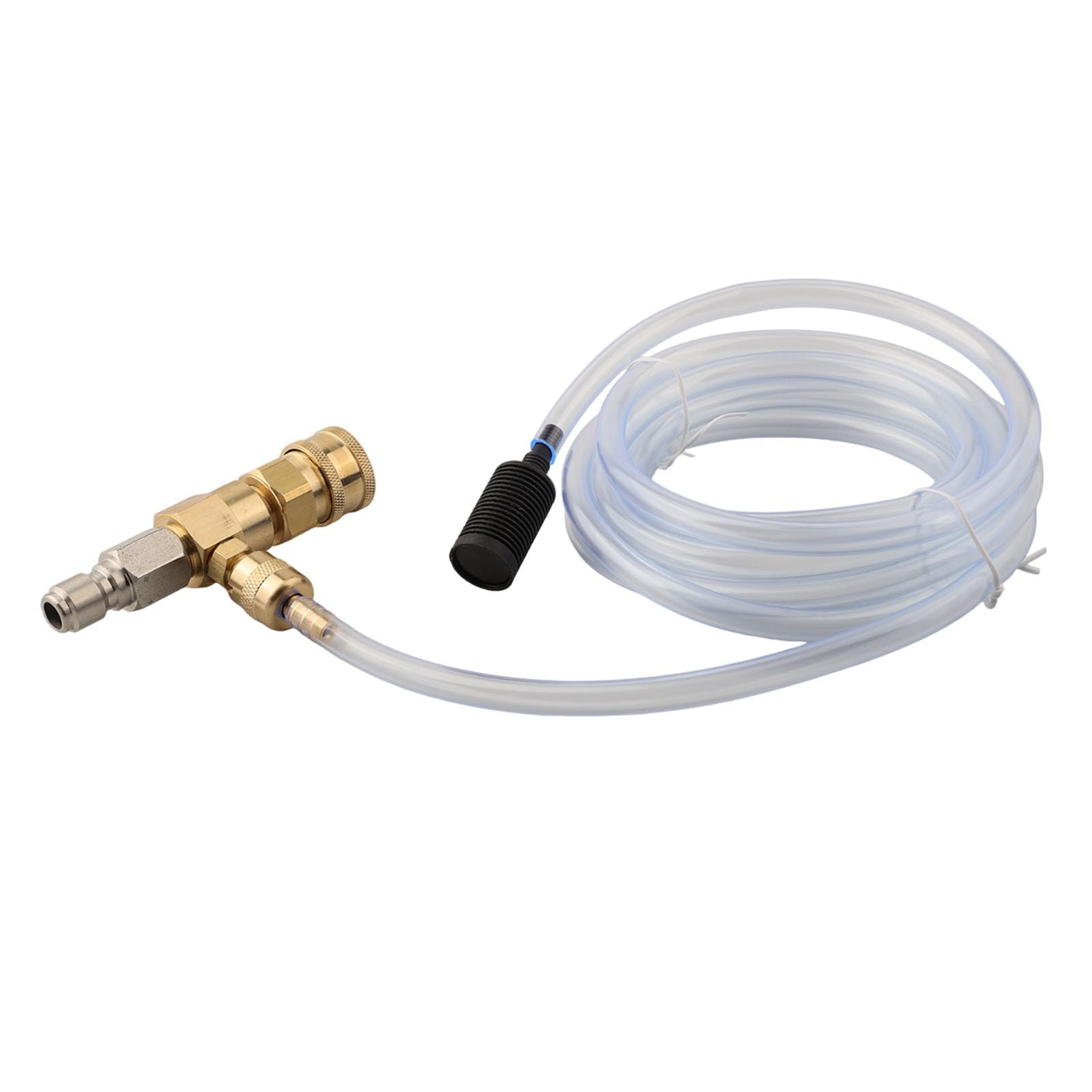 Iniettore di sapone a valle per idropulitrici da 4000 PSI, raccordo rapido da 3/8", accoppiatori in acciaio inossidabile e ottone, tubo sifone in PVC, valvola di flusso regolabile, filtro