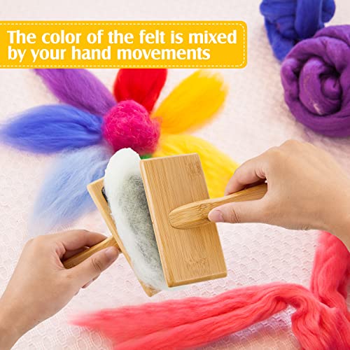 Image of Tessco for You 2 Pcs Wool Carder Brush for Needle Felting | Wool Carding Brush with Wooden Handle, Hand Comb Yarn Brush for Craft Felt Project Grooming Supplies