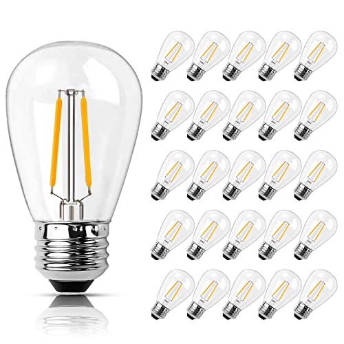 ROMANJOY E27 Screw Bulb Warm White 2700K, PC Shatterproof S14 LED Replacement Bulb Outdoor 2W Equivalent 20W