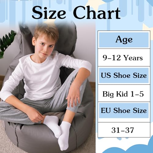 Lusofie Girls Crew Socks 8-10 Years Old 3 Pairs White Kids Socks For Boys Girls White Crew Socks Unisex Kids 8-10 Years Old Youth Boys Girls Soft 9-12 Years Kids Crew Socks2