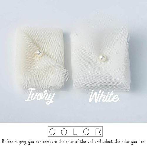 Miniatura 3 de Unicra Velo de novia de boda con peine, velos de tul nupciales, accesorios para el cabello de boda para novias, Marfil
