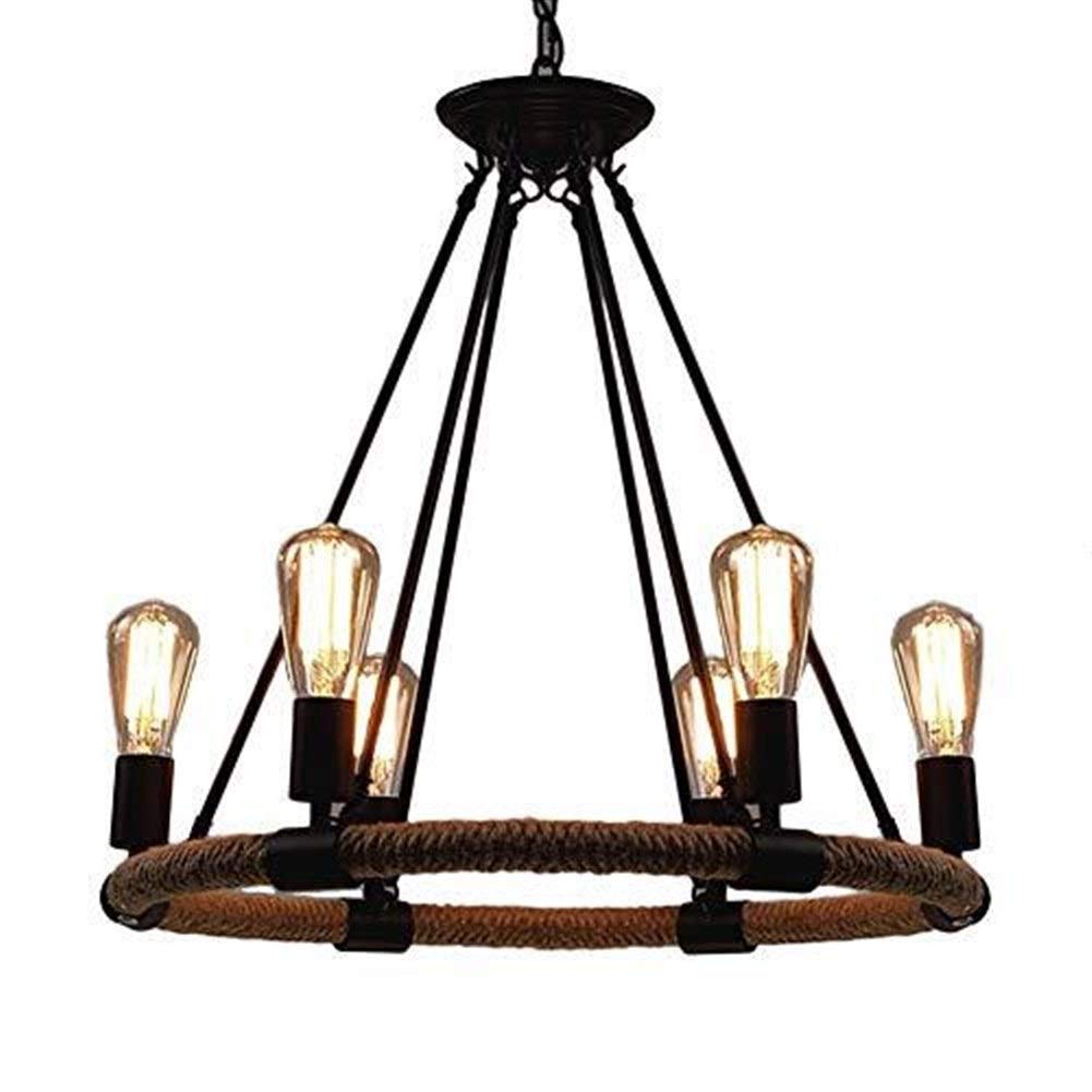 Suspension métal peint style vintage corde et fer forgé pour salle à manger chaleureuse