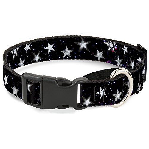 Buckle-Down Glowing Stars in Space Black Purple White Martingale Dog Collar, 1.5 Wide-Fits 16-23 Neck-Medium