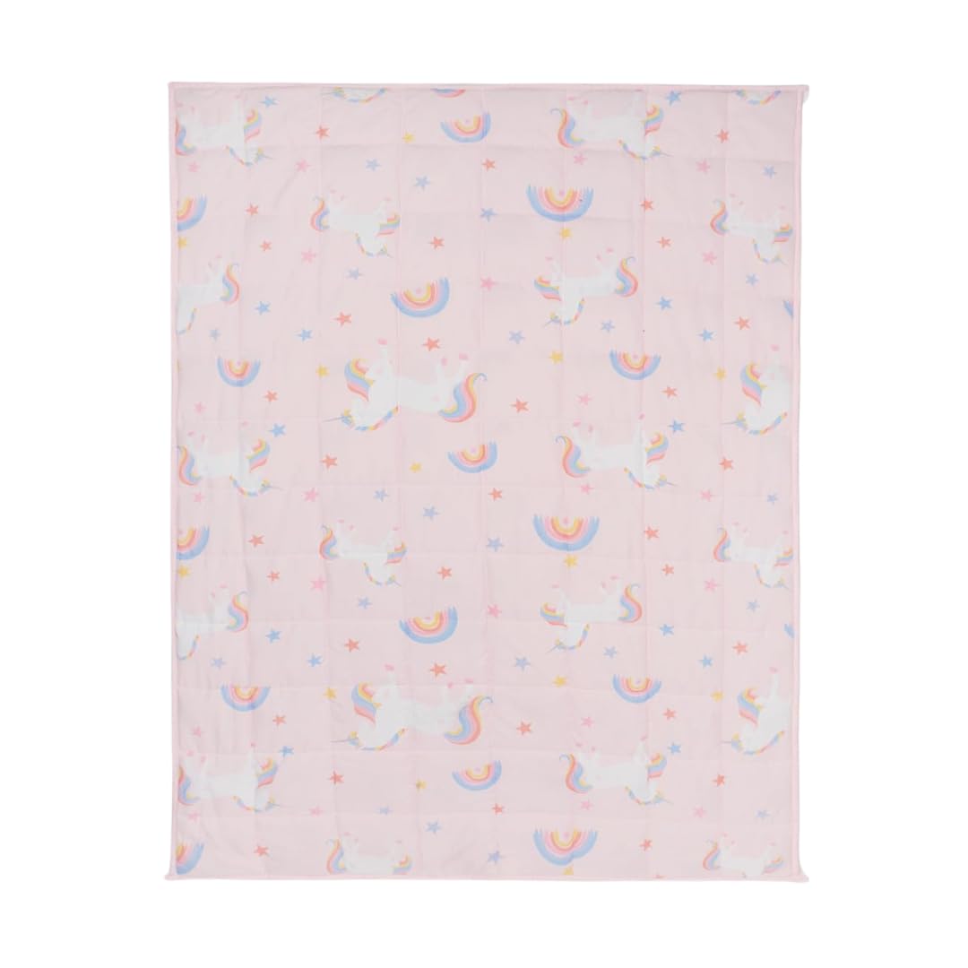 OHS Weighted Blanket 3kg Teddy Fleece Unicorn Pink, Calming Stress Relief Heavy Weighted B...