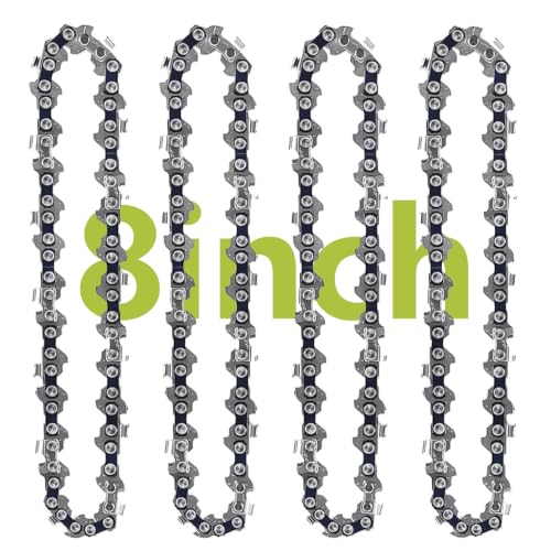 4 Pack 8 Inch Chainsaw Chains Replacement 1/4 Pitch 47 Drive Links .043 Gauge for Mini Cordless Electric Chain Saw