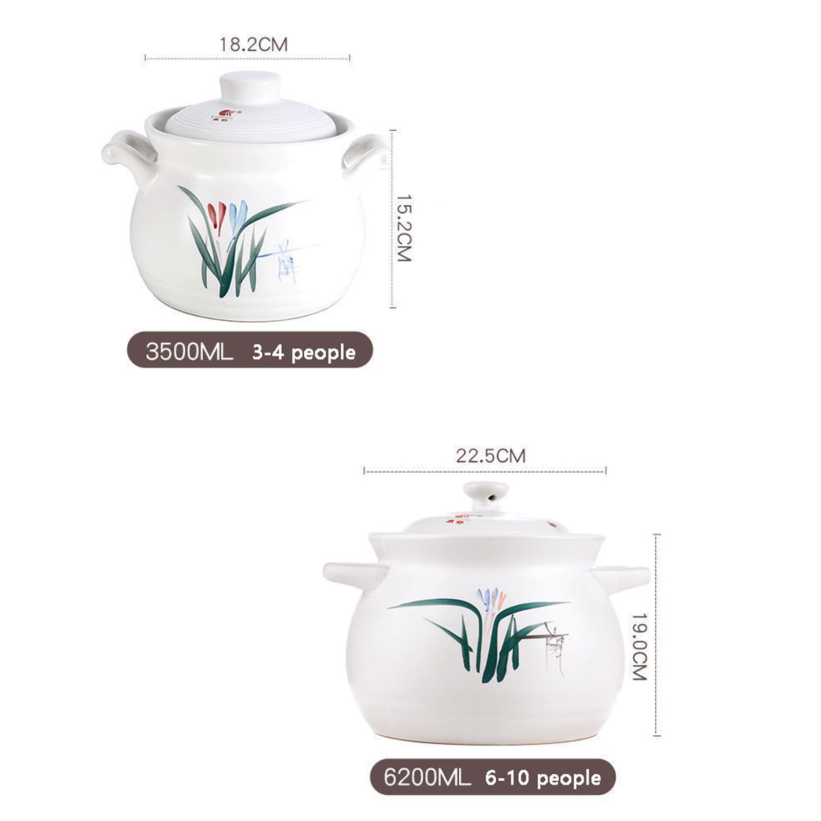 Cazuela De Gas De Gran Capacidad,Olla De Barro De Cerámica con Tapa,Resistente y Gran Capacidad,Fácil de Limpiar para Cocinar En Casa,para Guisos,Sopas Y Cocción Lenta,3.5L/6L
