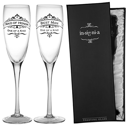 Enesco Set of 2 Wedding Champagne Flute 11oz Glasses Pack Maid Of Honor & Best