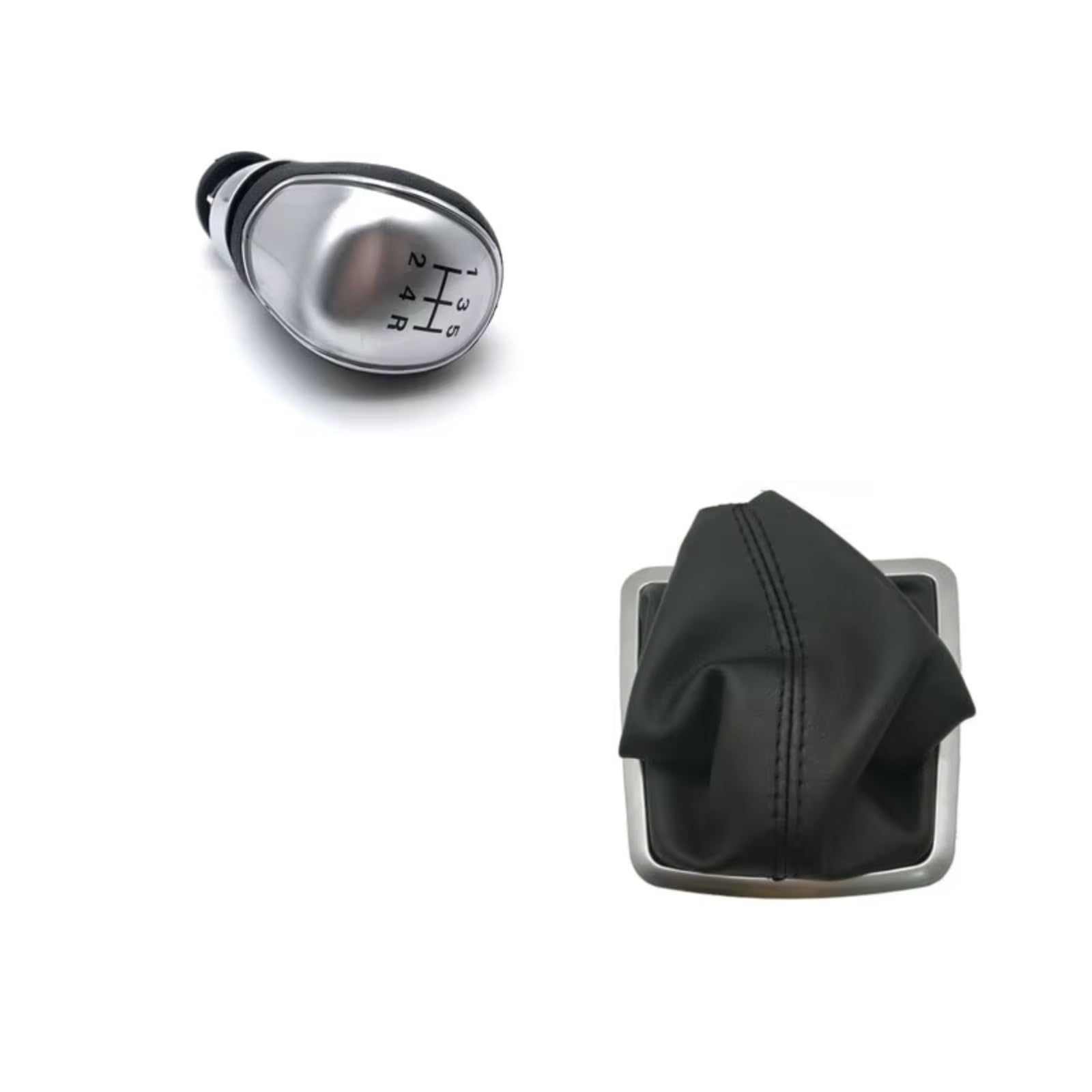 HILLAR Car Gear Stick Knob for Focus 2 MK2 FL MK3 MK4 MK7 for Mondeo for KUGA for Galaxy for Fiesta 5 Speed 6 Gear Shift Knob Manual(Silver Large 5speed)
