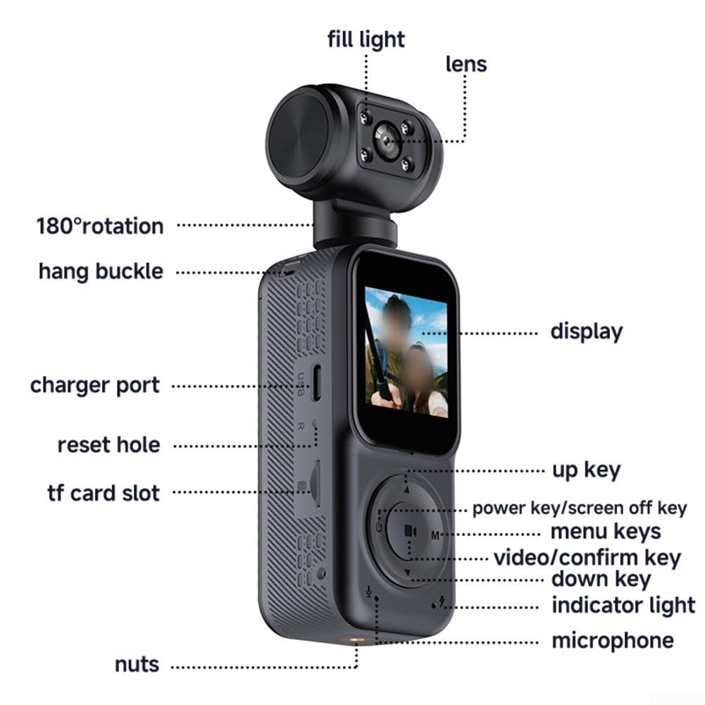 4K Body Camera con visione notturna grandangolo 130° (nero)