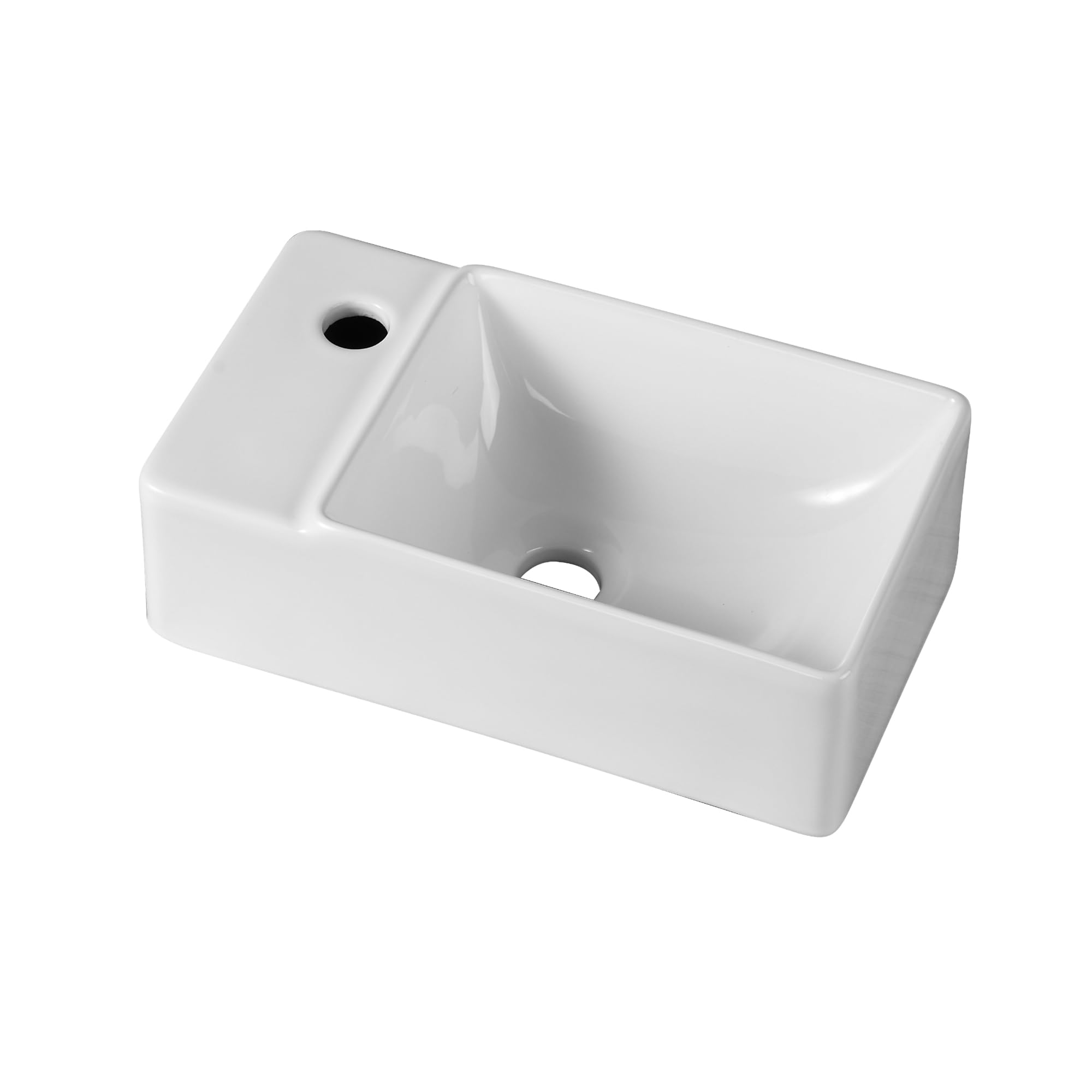 Lavavajillas rectangular compacto de cerámica blanca – Lavabo de diseño elegante y práctico para baños pequeños o aseos – 40 x 22 x 13 cm