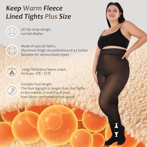 Image of UISLII Plus Size Fleece Lined Tights for Women(Caramel,X-Large-XX-Large Plus)