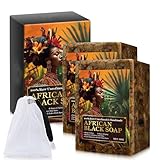Afrikanische Schwarze Seife, Bio Handgemacht Afrikanische Schwarze Seife, mit Sheabutter, Kokos- &...