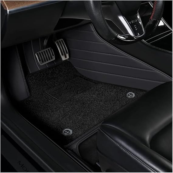 Image of 10D Car Foot Mat for Mercedes Benz eqs450 | Black | Premium Luxury Leather | Double Layered | Waterproof | Washable | Custom Fit |Antislip | Detachable Grass | Car Floor Mat
