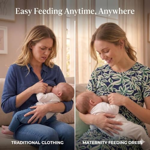 Image of Zero Clothing Feeding Dress for New Moms Casual Loungewear Ankle Length | Cotton Maternity Nighty | Zipless Feeding Dresses for Women | Pregnancy & Nursing Wear