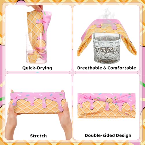 Ice Cream Baseball Headband and Ice Cream Sock Sports Elastic Sweatband Funny Sports Baseball Gifts for Youth Teen Women Men Athletes Football Basketball Running Gym Party Favors, Pink — view 4