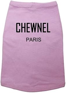 Ebenezer Fire Girl Dog Shirt, Chewnel Paris, Cute Puppy Tee (3XL, Pink (Black Text))