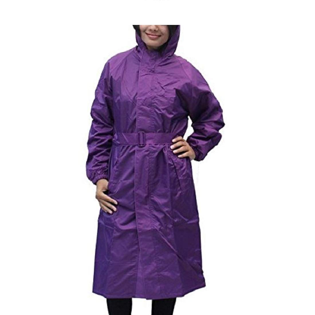 Vastralaya Women's Waterproof Purple Raincoat with Hidden Collar Pocket