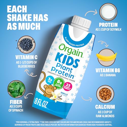 Orgain Organic Kids Plant Based 8g Protein Shake, Vanilla, 8 oz, 12pk - image 7