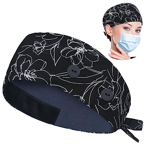 Image of ABAMERICA Working Caps with Button and Sweatband, Adjustable Working Hats for Women Men, One Size(Tie Back or Toggle)