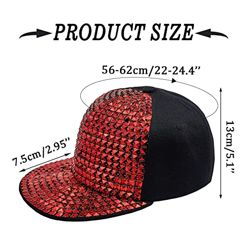 Women/Men Bling Baseball Caps With Ponytail Hole, Teen Girls Sequin Ball Hat For Disco/Hip Hop/Punk Rock H_H-M-1 (Rainbow) #TOP3