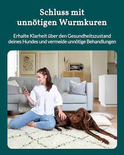 vetevo Wurmtest Hund Pro, Verlässlicher Test auf Giardien, Spulwürmer, Hakenwürmer, Leberegel, Peitschenwürmer & Kokzidien, bei Durchfall Hund