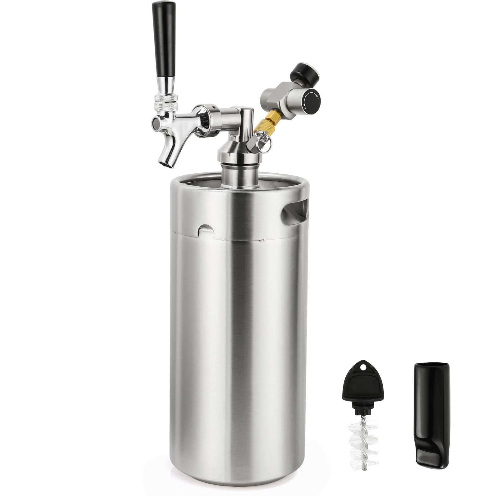 FERRODAY 126oz Mini Keg Growler Tap System Beer Dispenser Stainless Steel Home Keg Kit Co2 Regulator