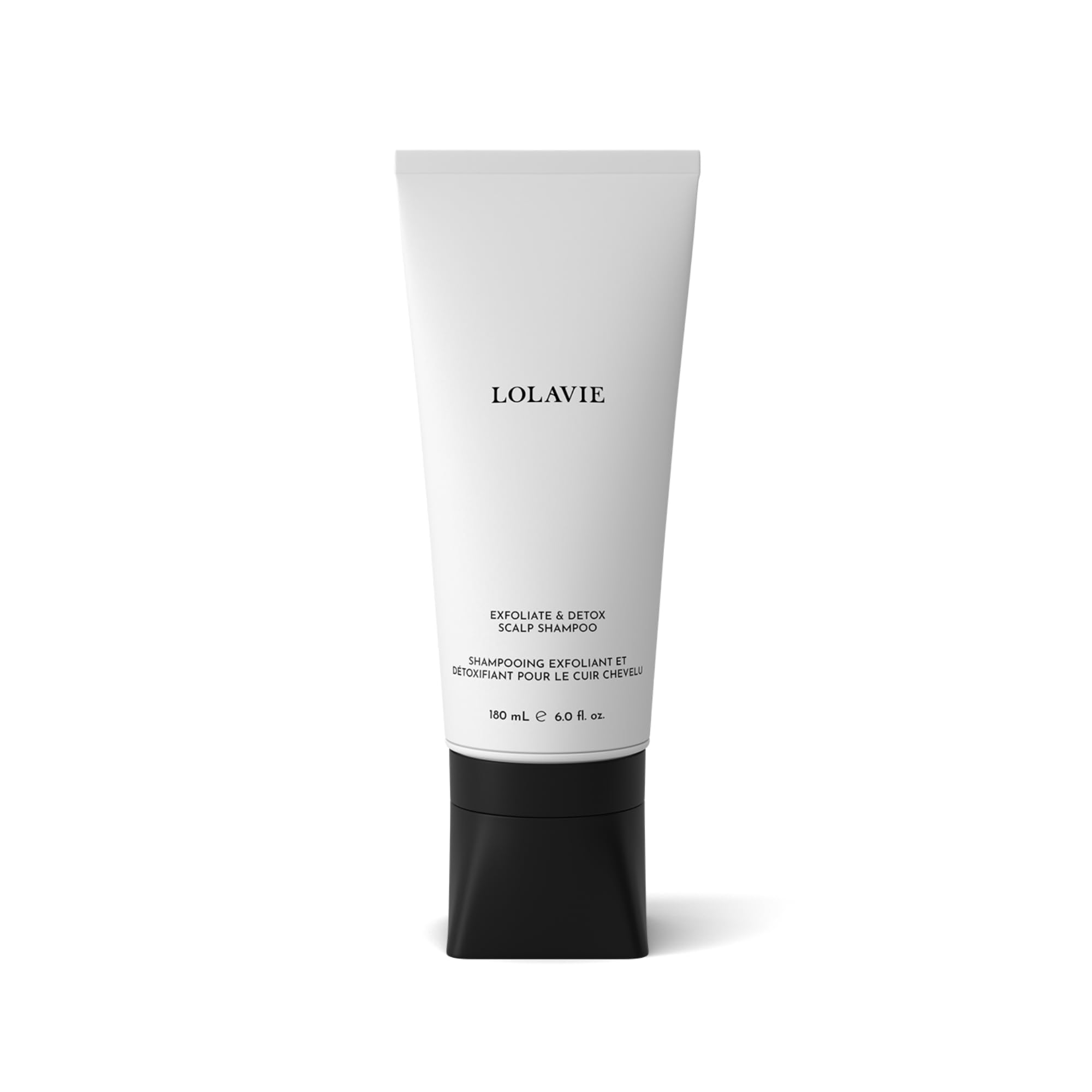 LolaVie Exfoliate & Detox Scalp Shampoo - 6 oz - 2-in-1 Clarifying Shampoo & Scrub with Activated Charcoal & AHAs - Reduces Flaking, Boosts Volume - Color Safe - All Hair Types