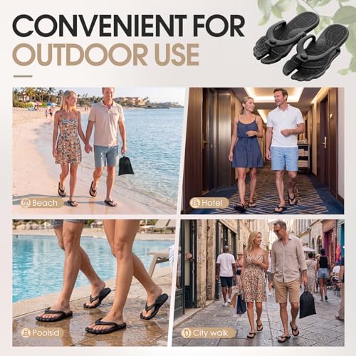 Image of Cuffbow 4 Pairs Foldable Flip Flops for Women Men Travel with 4 Pcs Bag Non Slip Quick Dry Lightweight Disposable Shower Shoes Slippers Thong Sandal Beach Bathroom Camping