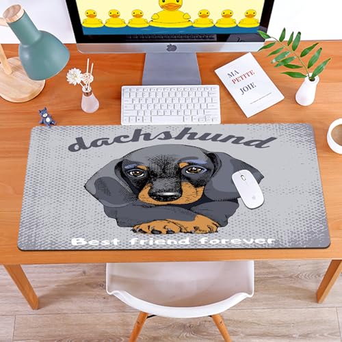 MYAUEYSU Alfombrilla de ratón para 40x75 cm,Póster con Retrato de un Perro teckel. Ilustración Vectorial.,Grande,con Base de Goma y Bordes cosidos,Alfombrilla para,PC,portátil,Escritorio