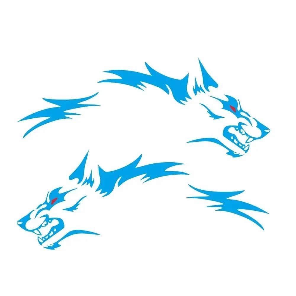 2PCS Wolf Totem Car Sticker Trunk Vinyl Vehicle Body Decoration(Blue)