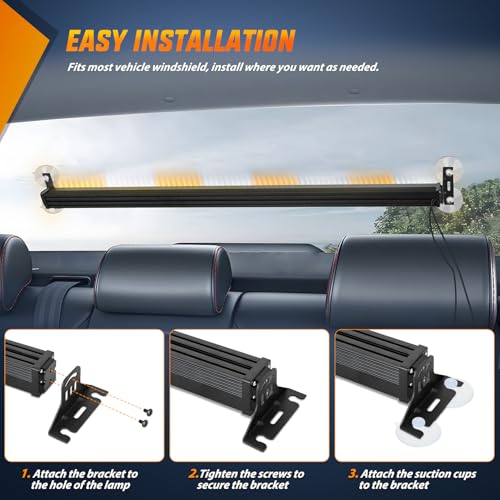 Image of Nilight 144LED Traffic Advisor Strobe Light Bar with Controller Amber White | Emergency Warning Lights Hazard Interior Front /Rear Windshield Flashing for Cars Plow Trucks Construction Vehicles